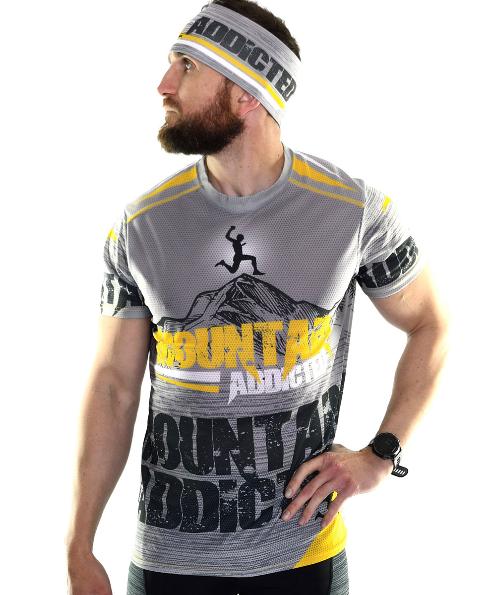 informal Finalmente sin embargo Camiseta Trail Running Hombre # Mountain addicted Grey